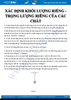 Bài tập xác định Khối lượng riêng - Trọng lượng riêng của các chất môn Vật lý 8 có lời giải
