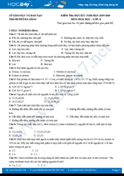 Đề kiểm tra HK1 môn Hóa học 8 năm 2019-2020 Sở GD&ĐT Đà Nẵng