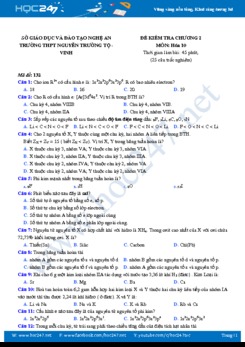Đề kiểm tra Chương 2 môn Hóa học 10 năm 2019-2020 Trường THPT Nguyễn Trường Tộ, Vinh