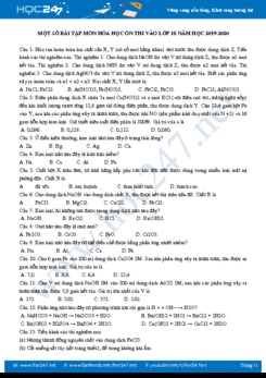 Một số bài tập môn Hóa học ôn thi vào lớp 10 năm học 2019 - 2020