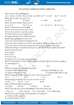 Bài tập trắc nghiệm về crom và hợp chất của crom