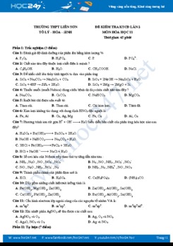 Đề kiểm tra KSCL lần 2 môn Hóa học 11 năm 2019-2020 Trường THPT Liễn Sơn