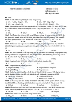 Bộ đề thi HK1 môn Hóa học 11 năm 2019-2020 Trường THPT Ngô Quyền