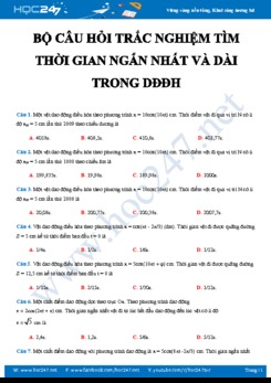 Bộ câu hỏi trắc nghiệm tìm thời gian ngắn nhất và dài trong DĐĐH năm 2020