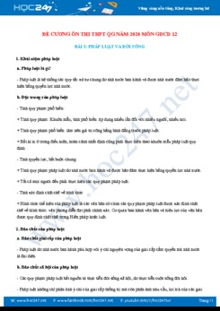 Đề cương ôn thi THPT QG năm 2020 môn GDCD 12