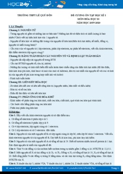 Đề cương ôn tập môn Hóa học 10 năm 2019-2020 Trường THPT Lê Quý Đôn