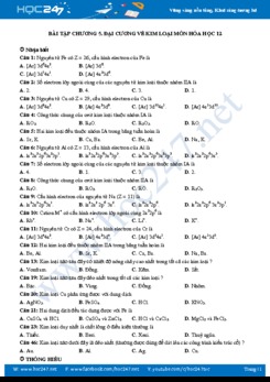 Bài tập chương 5 Đại cương về kim loại môn Hóa học 12 năm 2019-2020