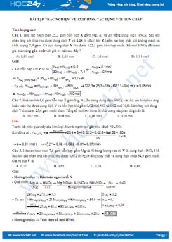 Bài tập trắc nghiệm về axit HNO3 tác dụng với đơn chất