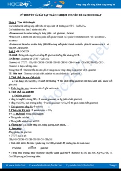 Lý thuyết và bài tập trắc nghiệm chuyên đề Cacbohydrat môn Hóa học 12 năm 2019-2020