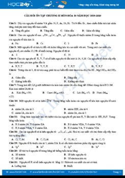 Câu hỏi ôn tập Chương II môn Hóa học 10 năm 2019-2020
