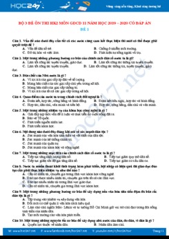 Bộ 3 đề ôn thi HK2 môn GDCD 11 năm học 2019 - 2020 có đáp án