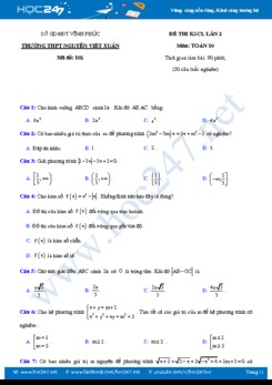 Đề thi KSCL môn Toán 10 năm học 2019 - 2020 Trường THPT Nguyễn Viết Xuân có đáp án lần 2