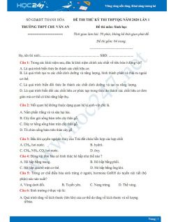 Hướng dẫn giải chi tiết Đề thi thử THPTQG năm 2020 môn Sinh học - Trường THPT Chu Văn An lần 1
