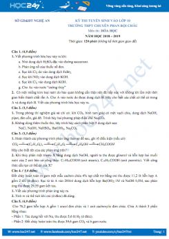 Đề thi tuyển sinh vào lớp 10 môn Hóa học năm 2018-2019 Trường THPT Chuyên Phan Bội Châu