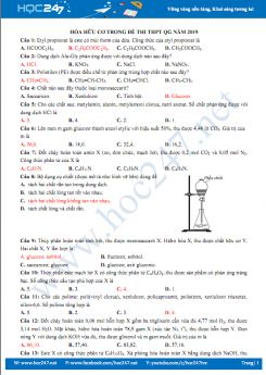 Bài tập Hóa hữu cơ trong đề thi THPT QG môn Hóa học năm 2019