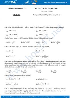 Đề thi KSCL môn Toán 11 lần 2 năm học 2019 - 2020 Trường THPT Đội Cấn