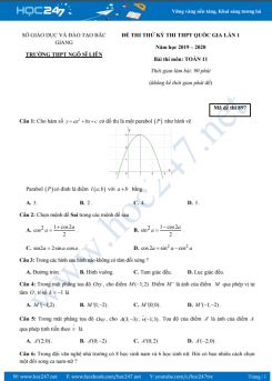 Đề thi thử THPT QG môn Toán 11 lần 1 năm 2020 Trường THPT Ngô Sĩ Liên có đáp án