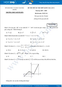 Đề thi thử THPT QG môn Toán 10 năm 2020 Trường THPT Ngô Sĩ Liên lần 1