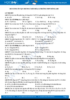 Đề cương ôn tập Chương 5 môn Hóa học 12 năm 2019-2020 Trường THPT Đông Anh
