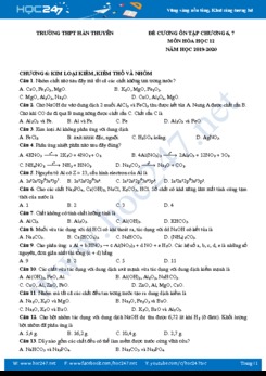 Đề cương ôn tập Chương 6, 7 môn Hóa học 12 năm 2019-2020 Trường THPT Hàn Thuyên