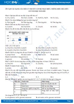 Ôn tập các dạng câu hỏi lý thuyết cấp độ nhận biết, thông hiểu Hóa hữu cơ năm học 2019-2020