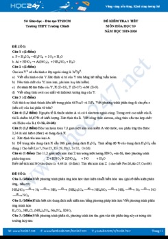 Bộ 3 đề kiểm tra 1 tiết môn Hóa học 10 năm 2019-2020 Trường THPT Trường Chinh