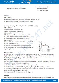 Bộ 4 đề kiểm tra 45 phút môn Hóa học 11 năm 2019-2020 Trường THPT Trường Chinh