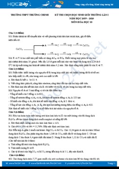 Đề thi HSG môn Hóa học 10 năm 2019-2020 Trường THPT Trường Chinh