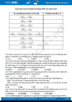 Dạng bài tập xác định sản phẩm khử của một chất môn Hóa học 12