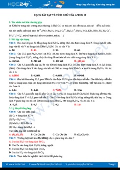Dạng bài tập về tính khử của anion Cl- môn Hóa học 12