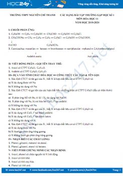 Các dạng bài tập thường gặp môn Hóa học 11 năm 2019-2020 Trường THPT Nguyễn Chí Thanh