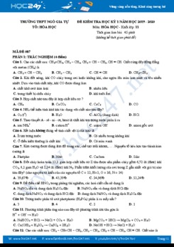 Bộ 4 đề kiểm tra HK1 có đáp án môn Hóa học 11 năm 2019-2020 Trường THPT Ngô Gia Tự