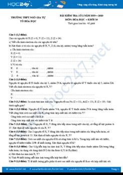 Đề kiểm tra 45 phút lần 2 môn Hóa học 10 năm 2019-2020 Trường THPT Ngô Gia Tự