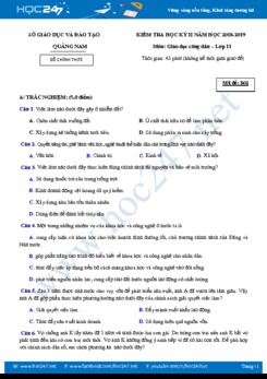 Đề thi HK2 môn GDCD 11 năm học 2018 - 2019 có đáp án Sở GD & ĐT Quảng Nam