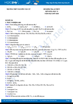 Bộ 4 đề kiểm tra 45 phút môn Hóa học 11 năm 2019-2020 Trường THPT Nguyễn Văn Cừ