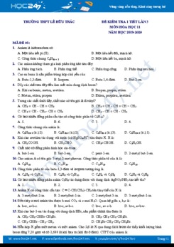 Bộ 4 đề kiểm tra 1 tiết lần 3 môn Hóa học 11 năm 2019-2020 Trường THPT Lê Hữu Trác