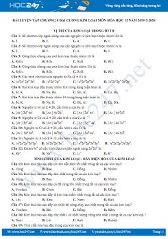 Bài luyện tập Chương 5 Đại cương kim loại môn Hóa học 12 năm 2019-2020