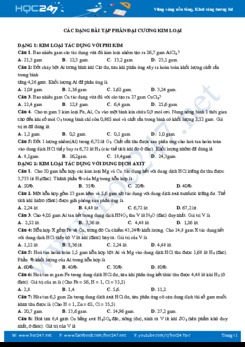 Các dạng bài tập phần đại cương kim loại môn Hóa học 12 năm 2019-2020