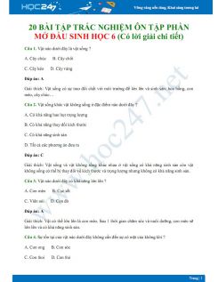 20 Bài tập trắc nghiệm ôn tập phần Mở đầu Sinh học 6 (Có lời giải chi tiết)