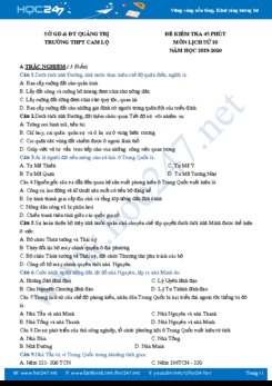 Đề kiểm tra 45 phút môn Lịch Sử 10 năm học 2019-2020 Trường THPT Cam Lộ