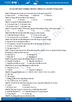 113 Câu hỏi trắc nghiệm Chương 5 nhóm các nguyên tố Halogen môn Hóa học 10