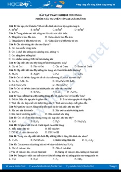 Bài tập trắc nghiệm Chương 6 nhóm các nguyên tố oxi - lưu huỳnh môn Hóa học 10