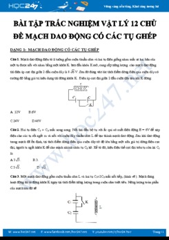 Bài tập trắc nghiệm Vật lý 12 chủ đề Mạch dao động có các tụ ghép năm 2020