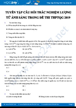 Tuyển tập câu hỏi trắc nghiệm về Lượng tử ánh sáng trong đề thi THPTQG 2019
