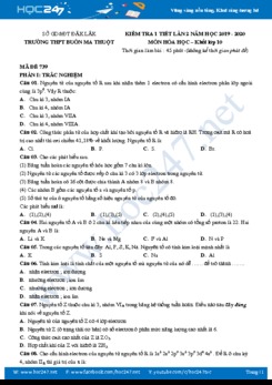 Đề kiểm tra 1 tiết lần 2 môn Hóa học 10 năm 2019-2020 Trường THPT Buôn Ma Thuột