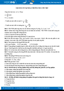 Đề cương ôn tập môn Hóa học 8 năm 2019-2020 Trường THCS Yên Việt