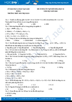 Đề cương ôn tập môn Hóa học 10 năm 2019-2020 Trường THPT Bùi Thị Xuân, Lâm Đồng