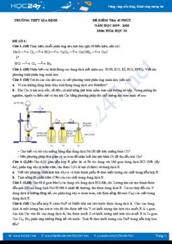 Bộ đề kiểm tra 1 tiết môn Hóa học 10 năm 2019-2020 Trường THPT Gia Định