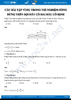 Các bài tập ví dụ trong thí nghiệm sóng dừng trên sợi dây có hai đầu cố định có đáp án