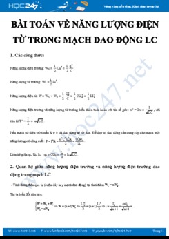 Bài toán về năng lượng điện từ trong Mạch dao động LC môn Vật lý 12 năm 2020
